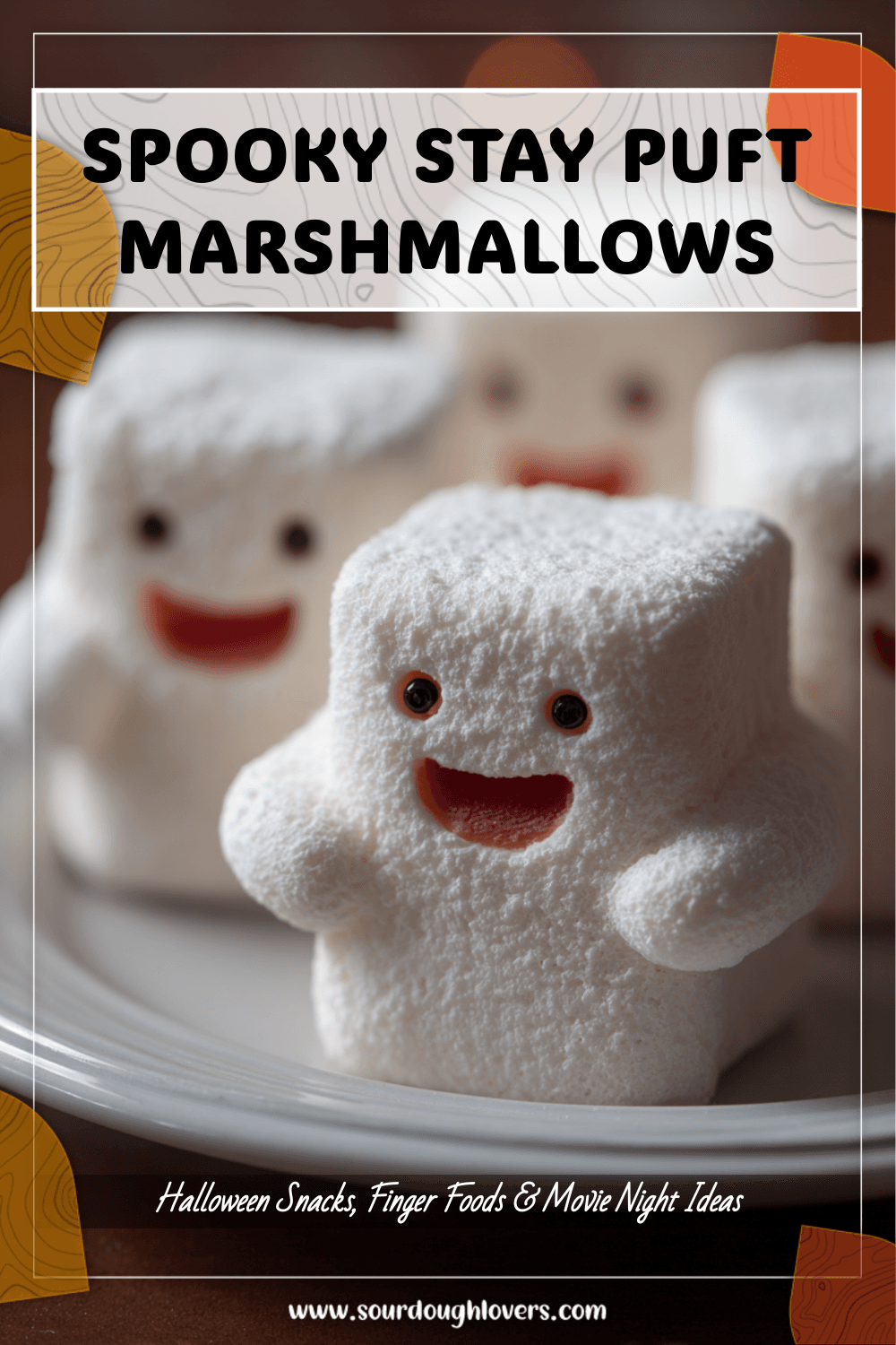 Homemade marshmallows decorated like Stay Puft for Ghostbusters Party Food and Halloween Food Treats. 2